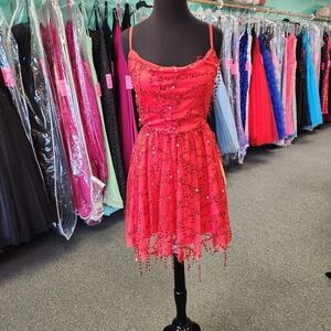 Stephanie Red Fringe Sequin Size 4 Short Homecoming Dress Party Formal